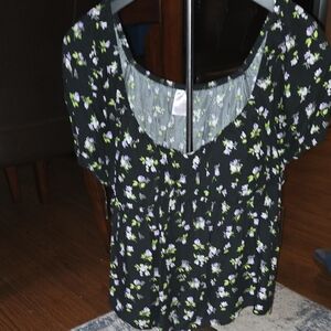No Boundaries Black Floral Blouse